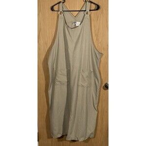 Vtg 90's Y2K Women's XL Linen Cotton Jumper Dress Pockets Lagenlook Minimalist